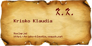Krisko Klaudia névjegykártya